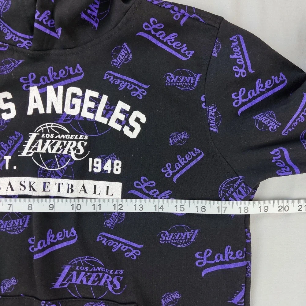 NBA Hoodie Youth L Black Los Angeles Lakers Basketball All Over Print Pullover